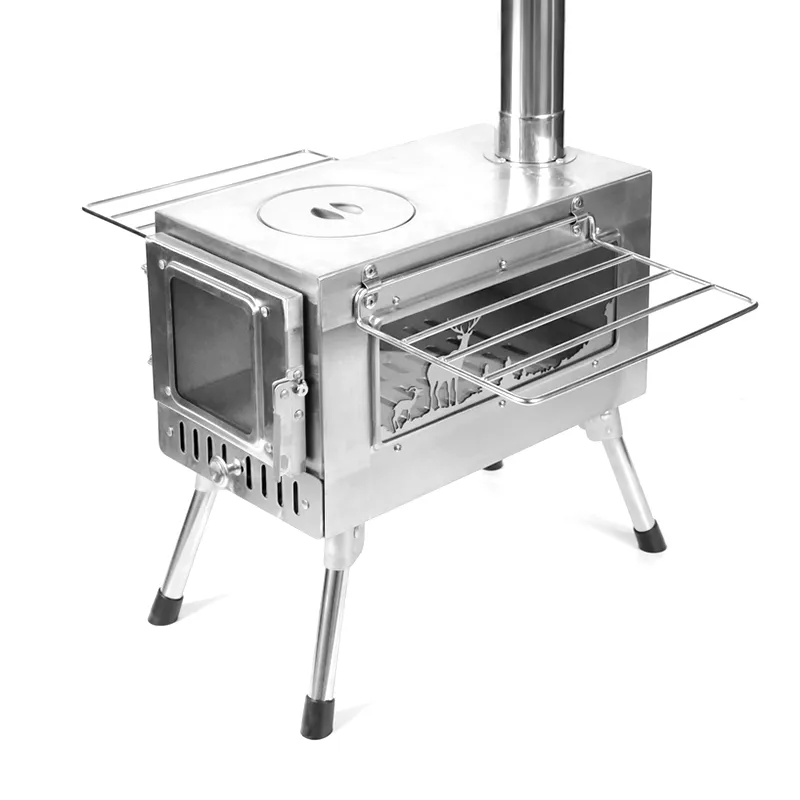 Outdoor folding single-window flower tent stove
