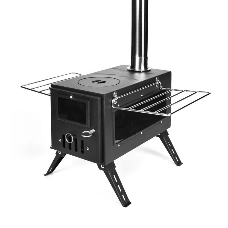 Black heating right-angle single-window tent stove