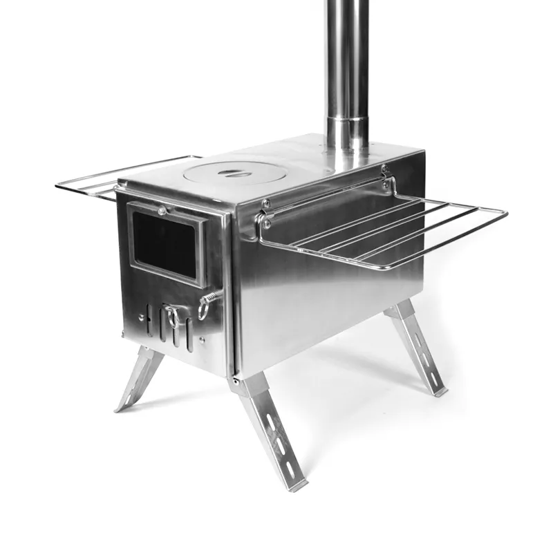 Stainless steel camping right-angle tent stove